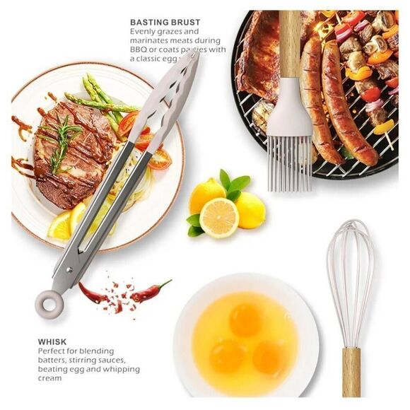 Silicone Cooking Utensils Set - 446°F Heat Resistant Silicone Kitchen Utensils - Picture 5 of 7